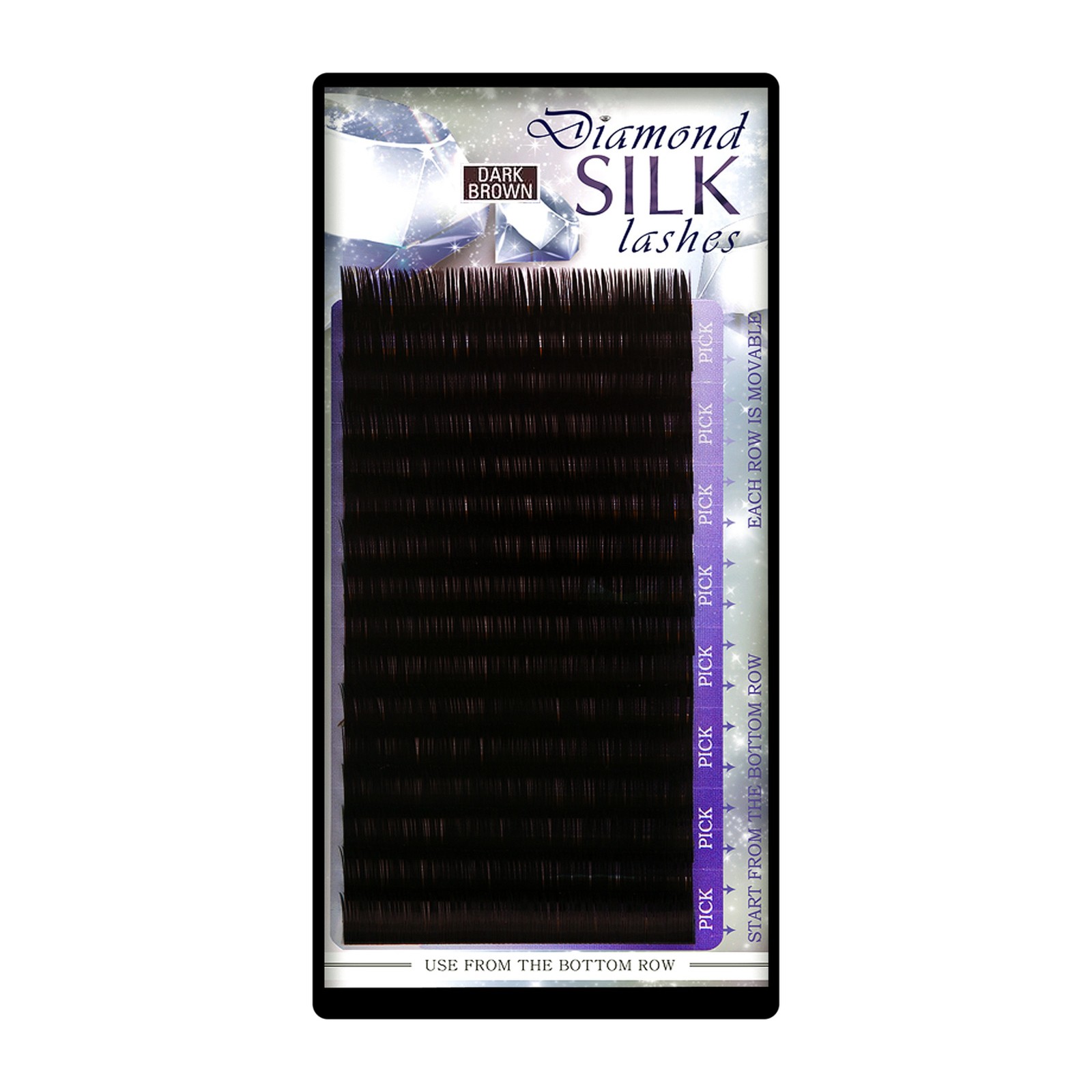 Diamond Silk Lashes Dunkelbraun -  Mischen Sie 16 Linii, C, 0,07 mm
